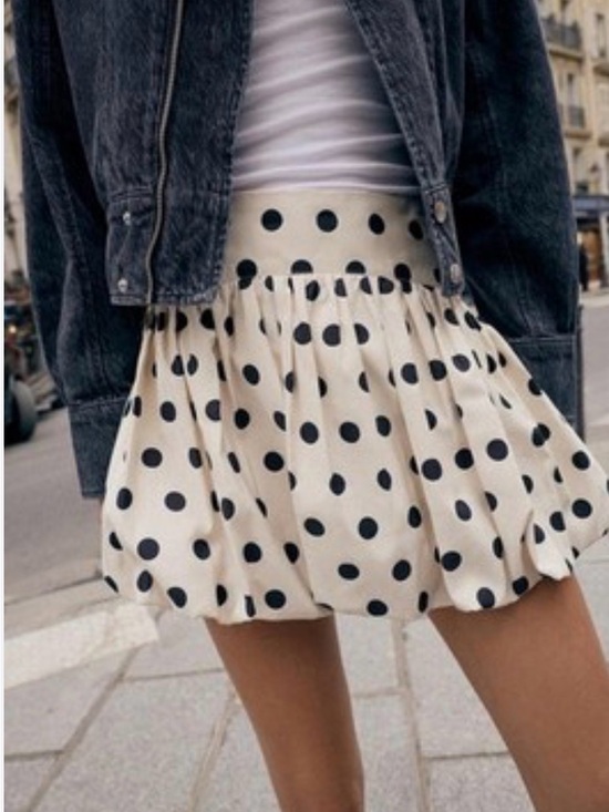Zara Dresses & Skirts - NWT Zara Polka Dot Cream Mini Skirt with Black Dots
